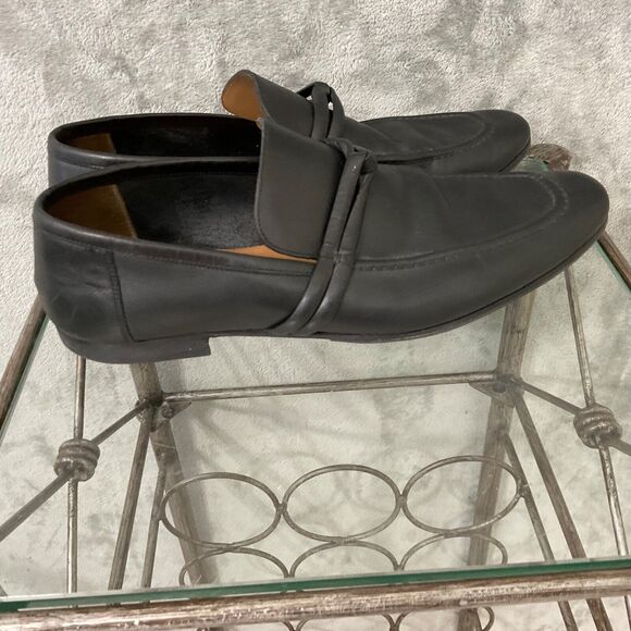 VINTAGE GUCCI BLACK smooth soft LEATHER LOAFERS Men’s Size 9D - Picture 5 of 16